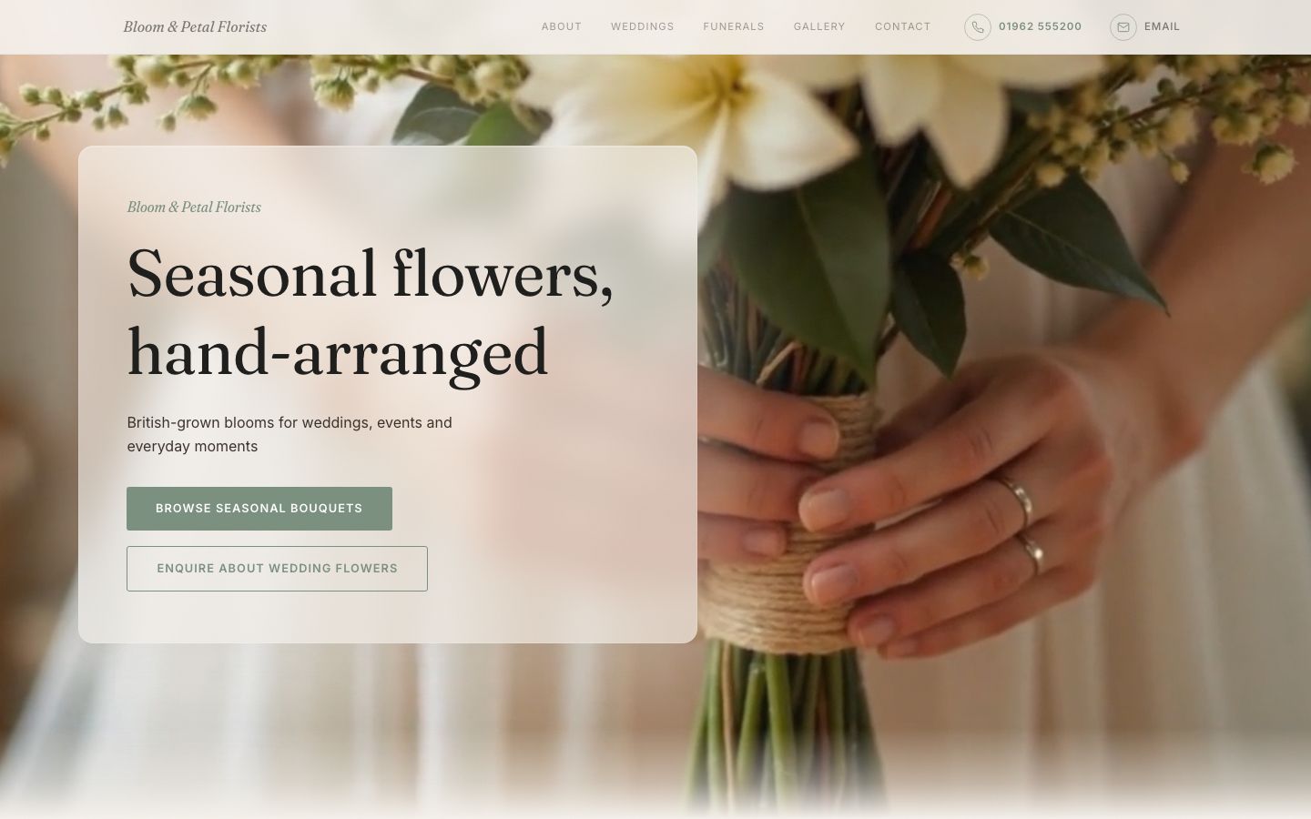 A real Masser-built florist site, mid-edit